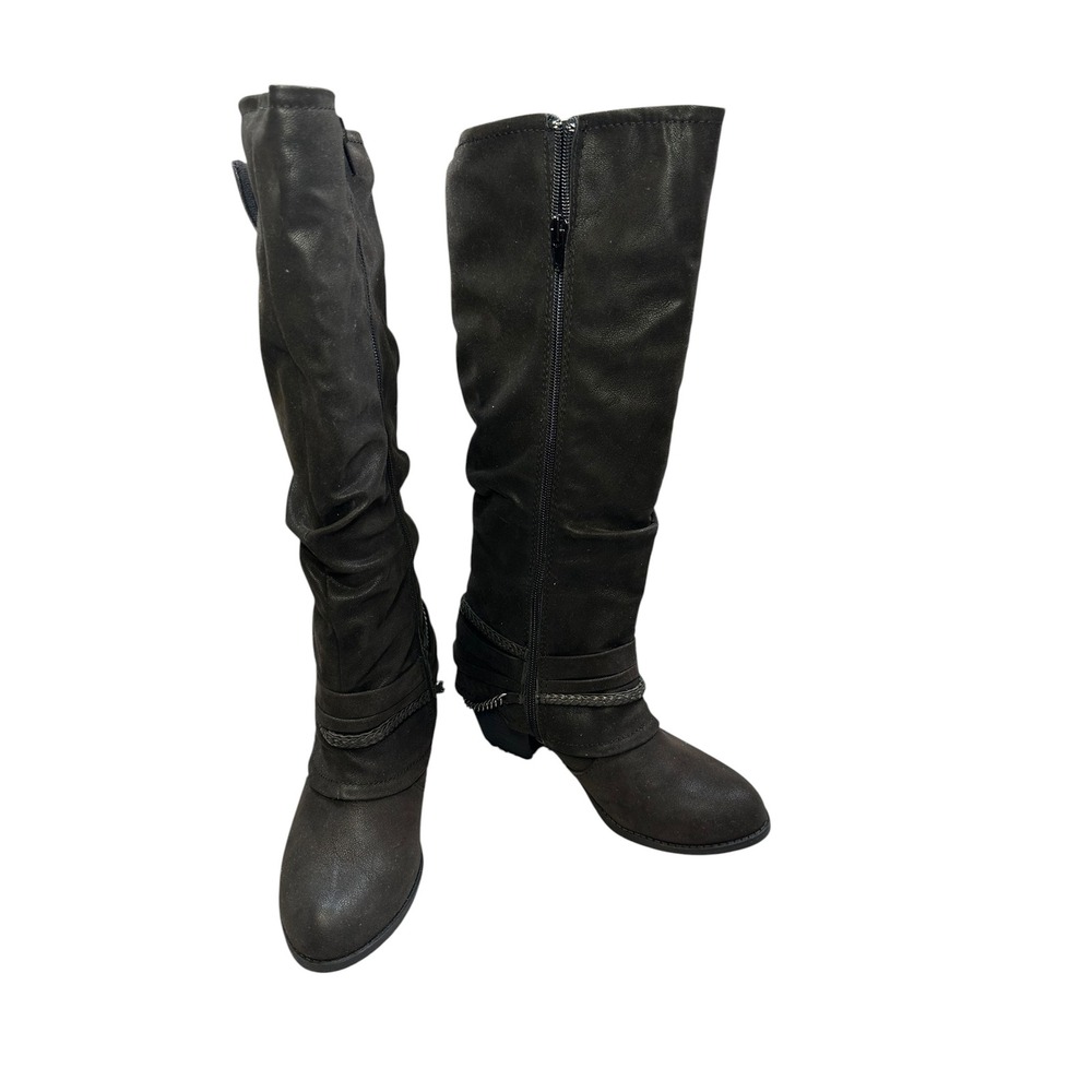 Jellypop Treasure Black Slouchy Knee High Boots Buckle Chain Detail 7.5M 732562 - Picture 3 of 10